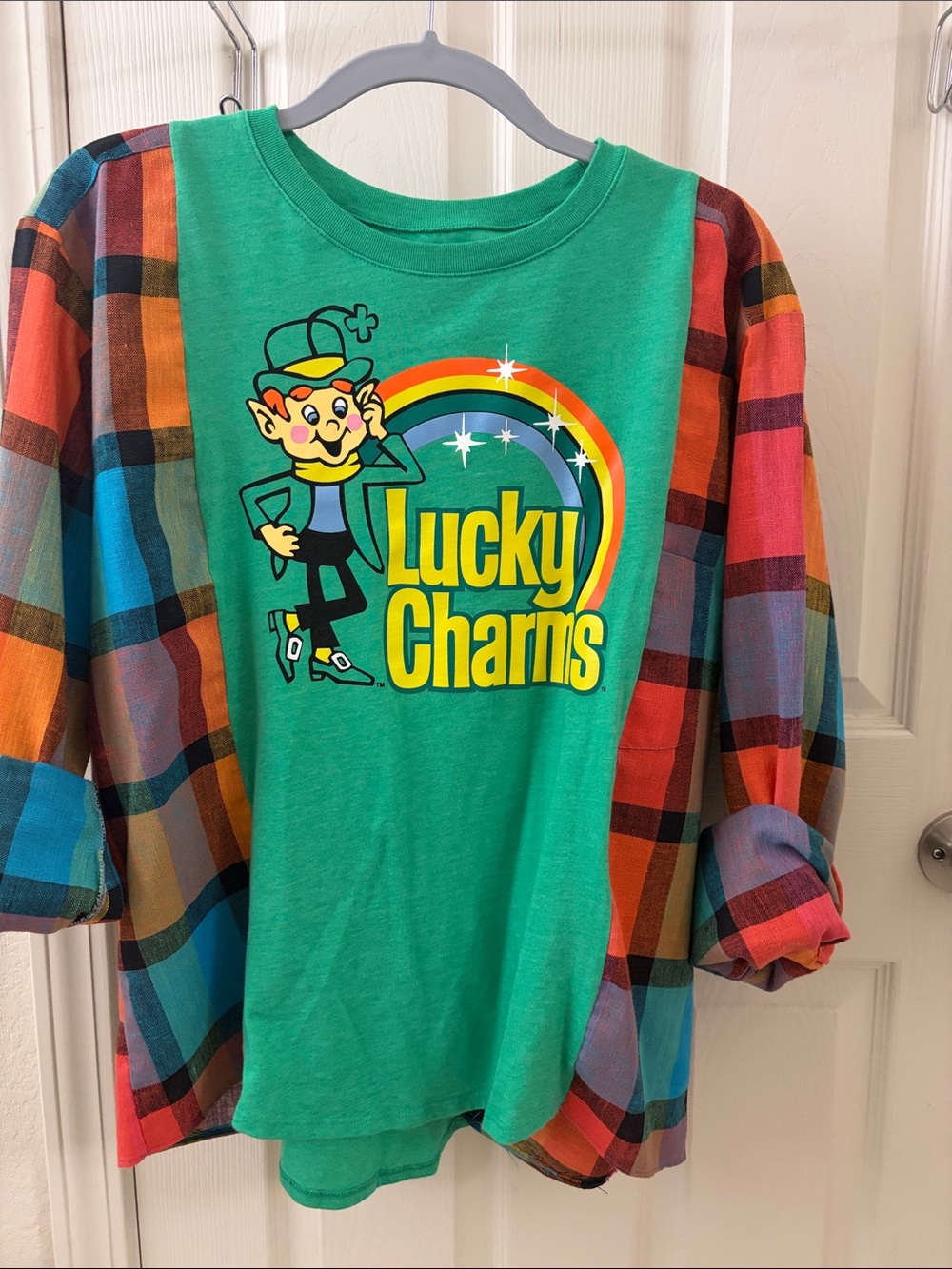 Fun upcycled Lucky Charms shirt